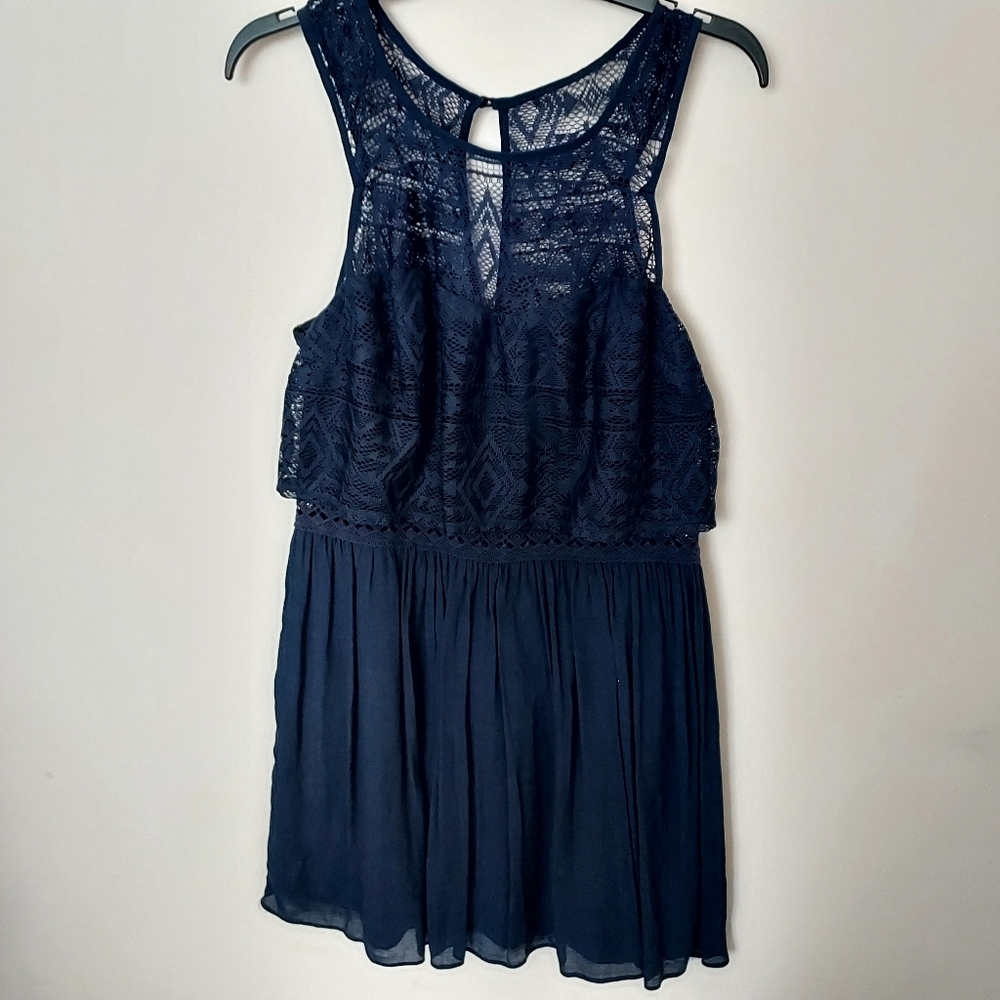 BCX Lacey Lined Navy Sleeveless Rayon blend dress - Juniors 13 Party Occasion